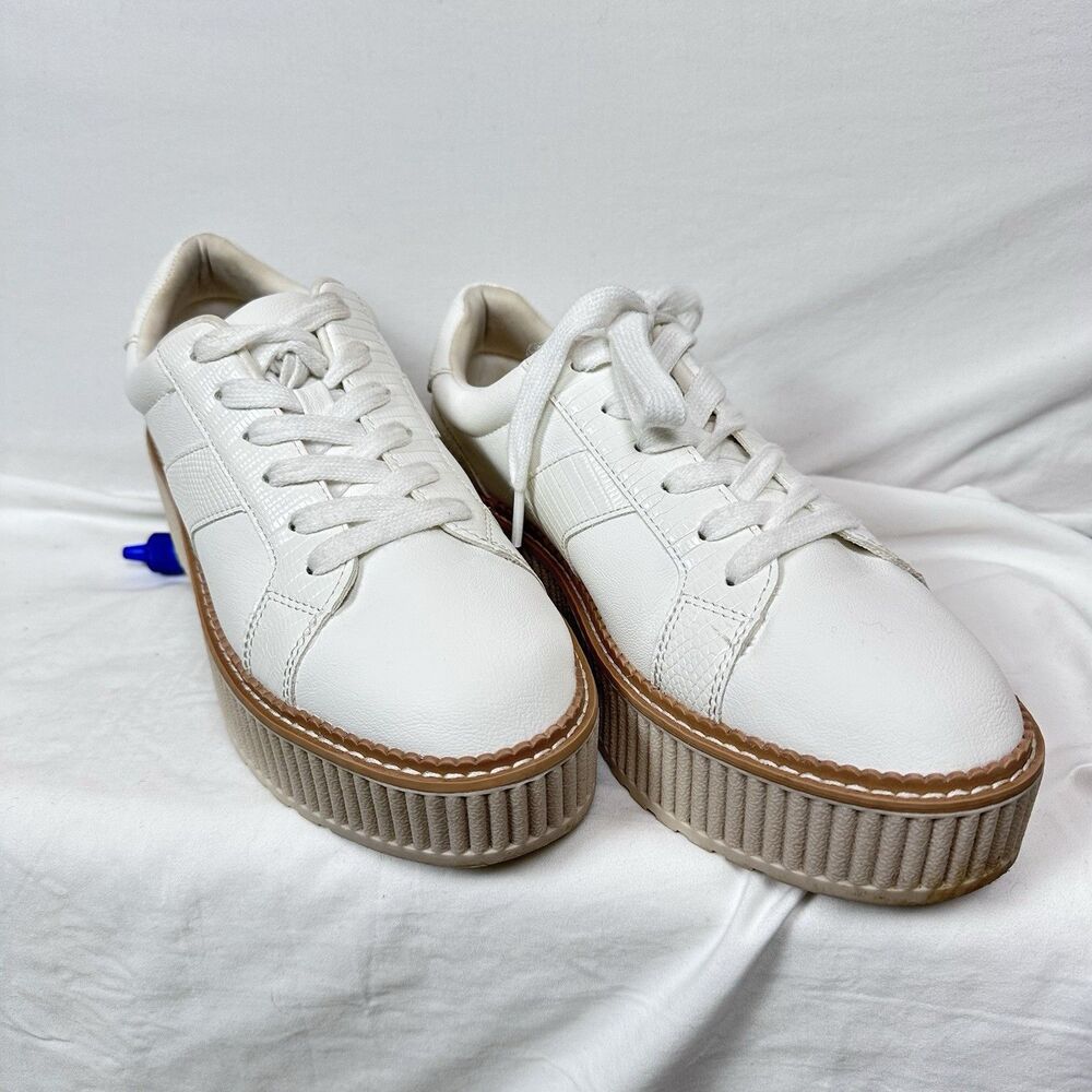 Dolce Vita Women's 8.5 Tiger Lace-Up Platform Sneakers White Leather - Picture 5 of 11
